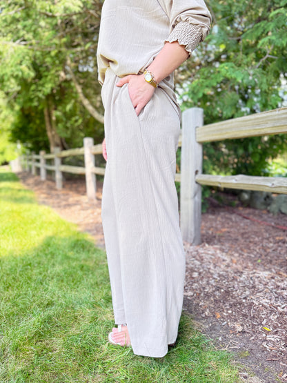Flowy Wide Leg Pant Taupe