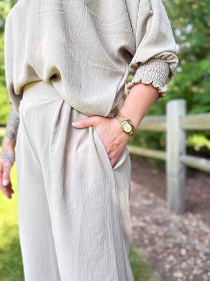 Flowy Wide Leg Pant Taupe