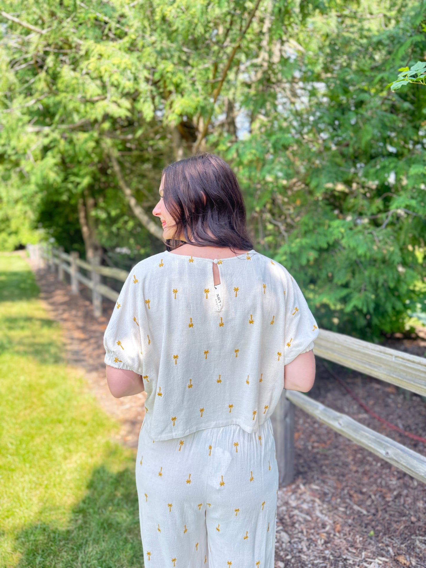 Embroidered Linen Blend Dolman Top