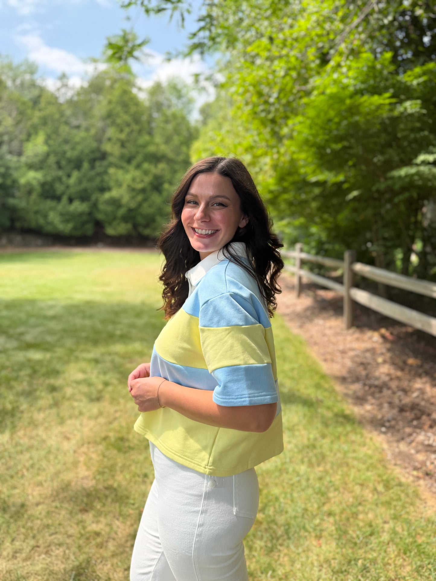 Boxy Polo Shirt Blue/Yellow