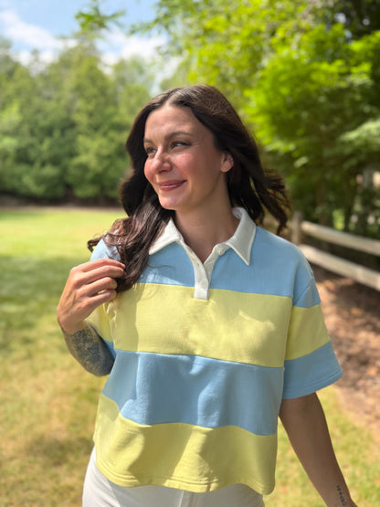 Boxy Polo Shirt Blue/Yellow