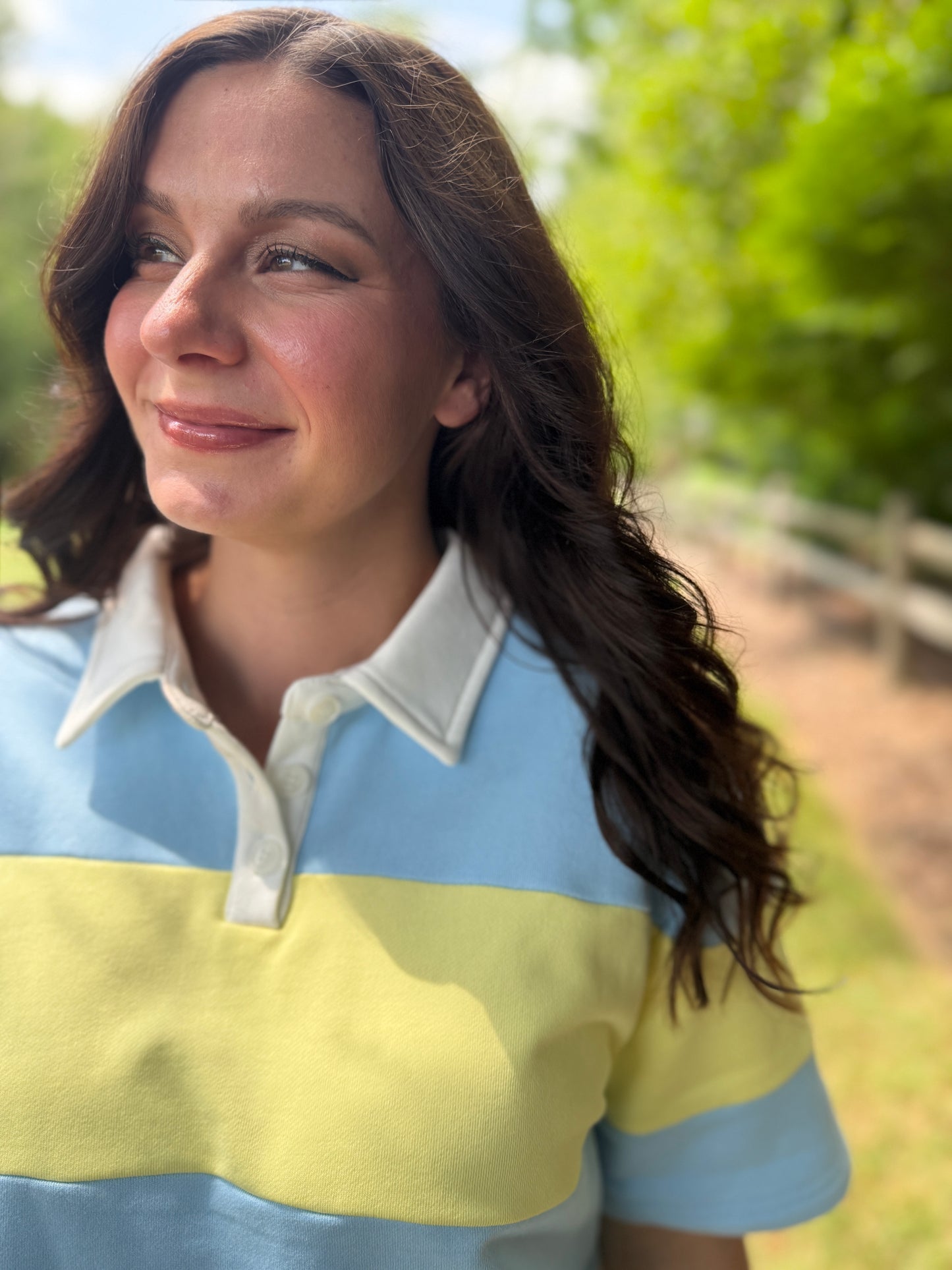 Boxy Polo Shirt Blue/Yellow