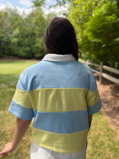 Boxy Polo Shirt Blue/Yellow