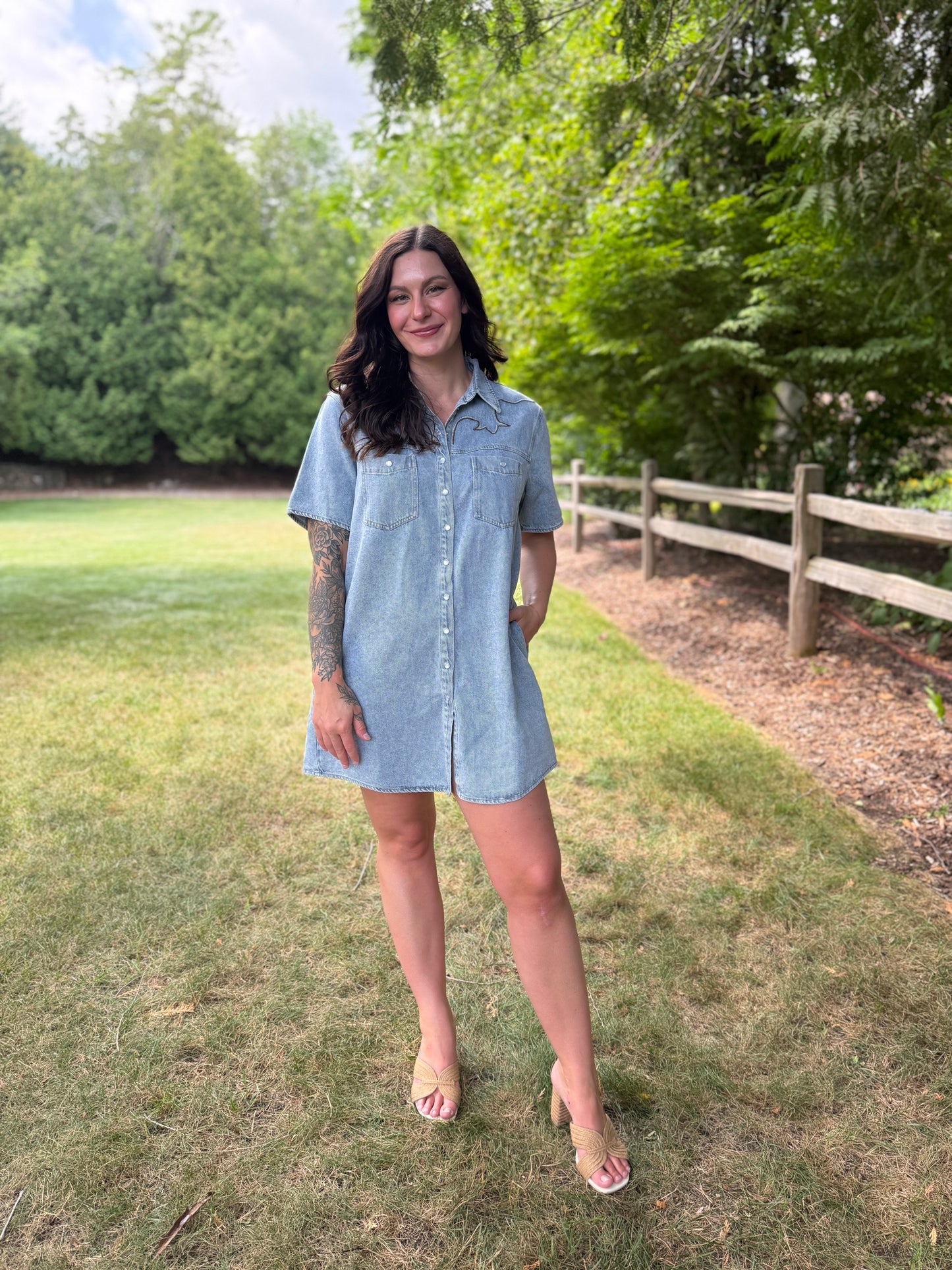 Western Yoke Stitched Mini Dress