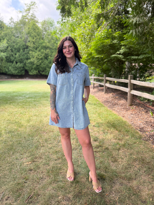Western Yoke Stitched Mini Dress