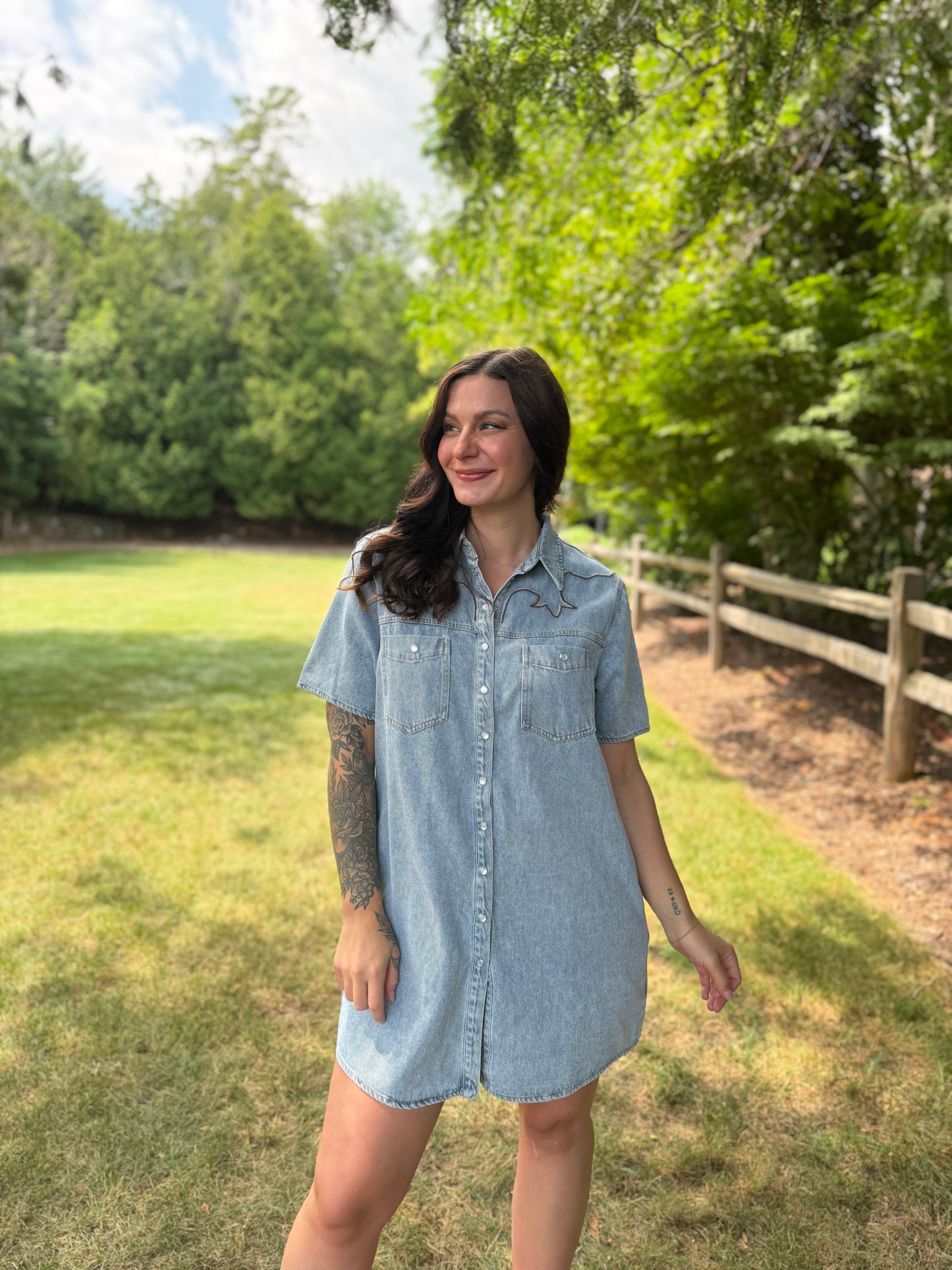 Western Yoke Stitched Mini Dress