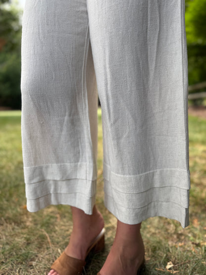 Ruffle Waist Tiered Hem Pants Natural
