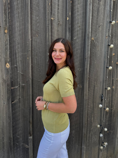 Soft Short Sleeve Sweater Light Green