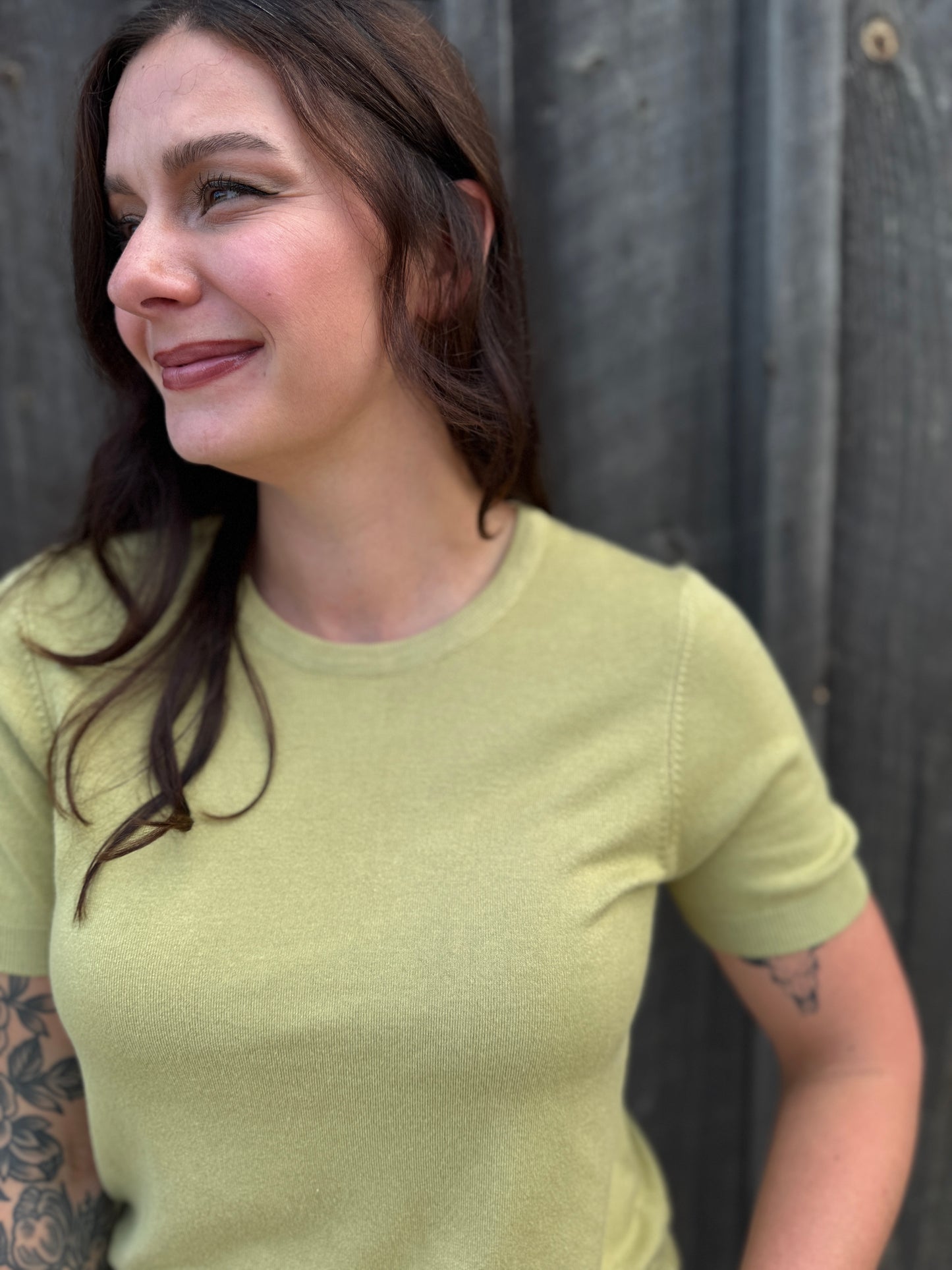 Soft Short Sleeve Sweater Light Green