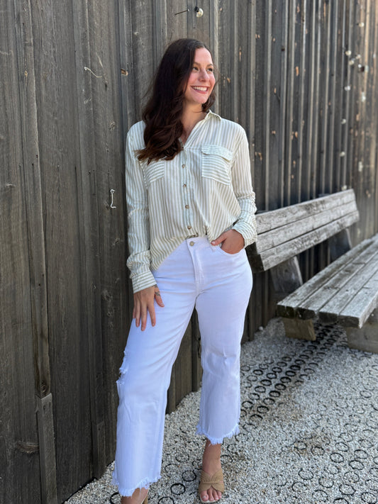 Collared Button Down Shirt Sage