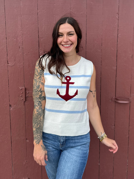 Striped Anchor Tank Sweater