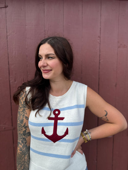Striped Anchor Tank Sweater