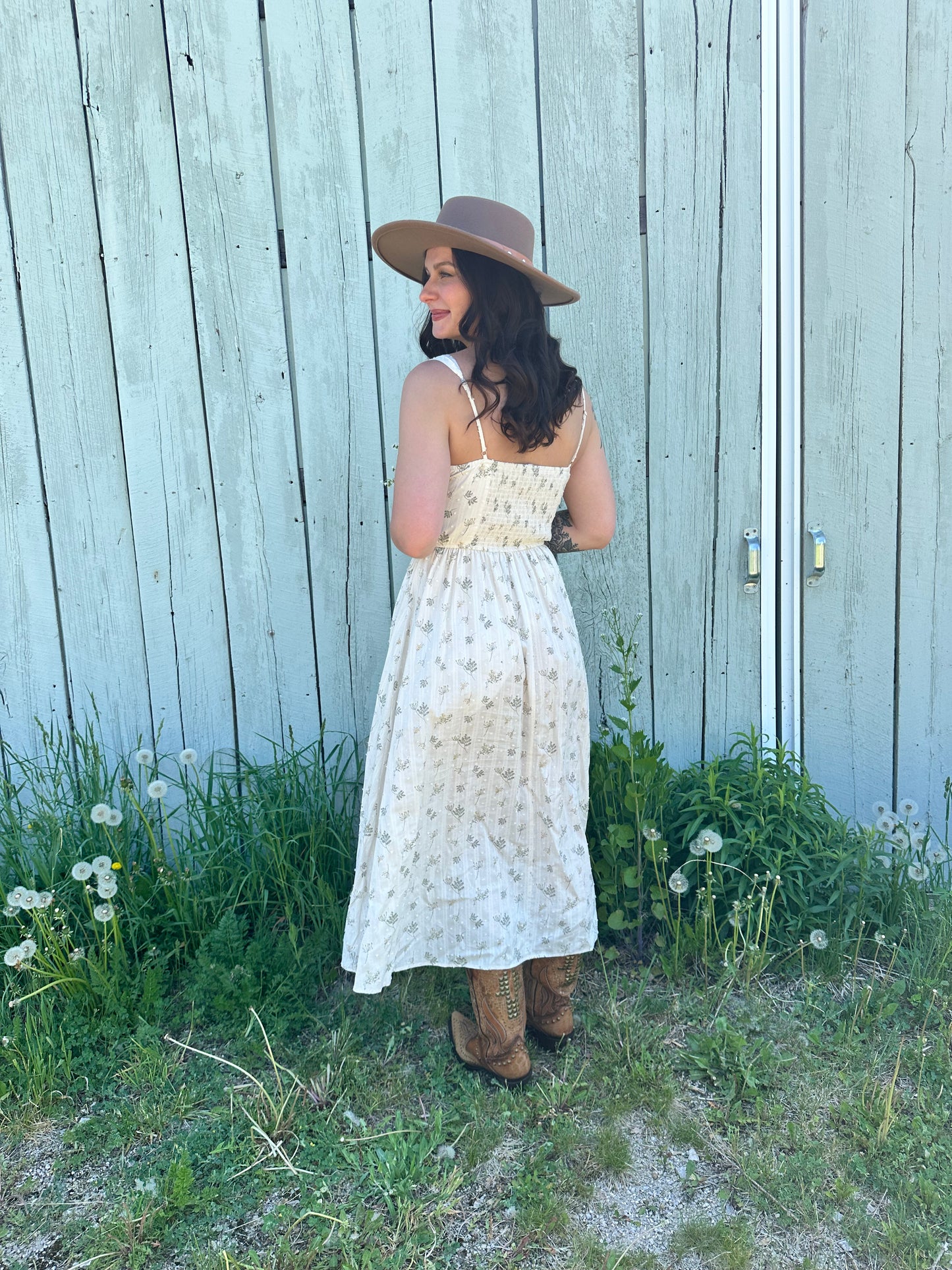 Floral Corset Front Tie Midi Dress