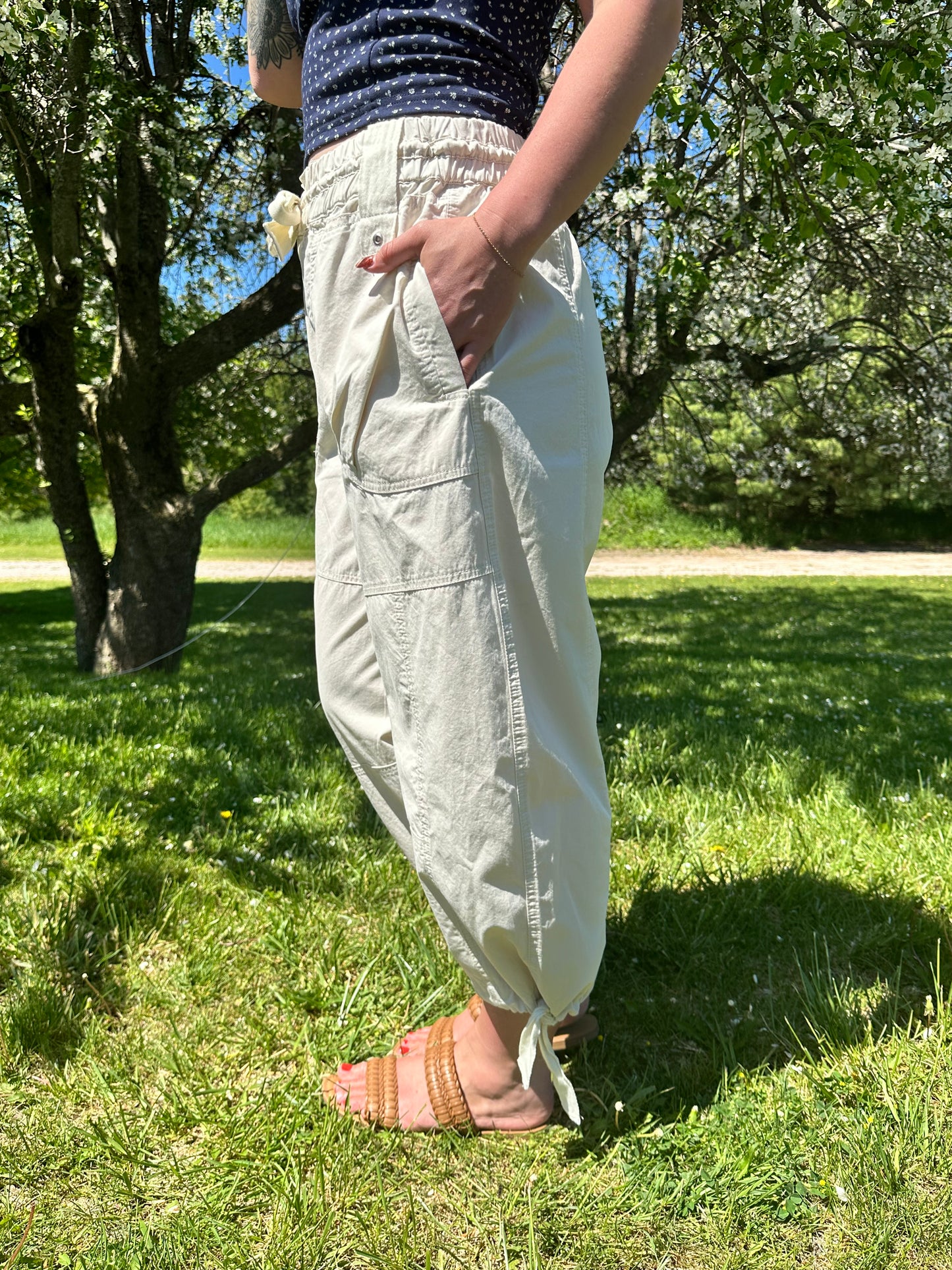 Mineral Wash Tied Cuff Joggers Bone