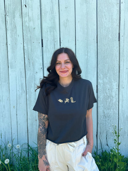 Cowboy Graphic Crop Tee Black