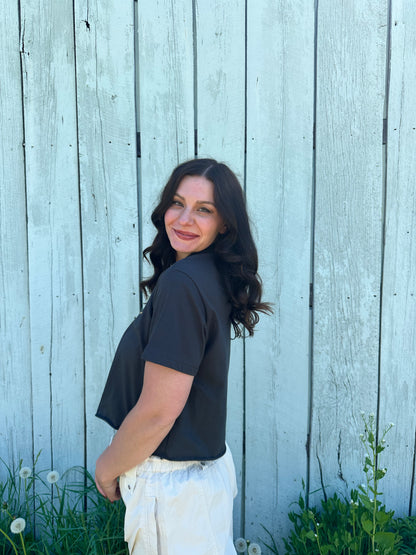 Cowboy Graphic Crop Tee Black