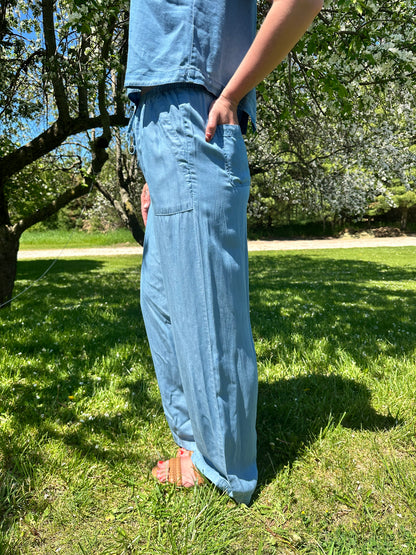 Wide Leg Chambray Pant