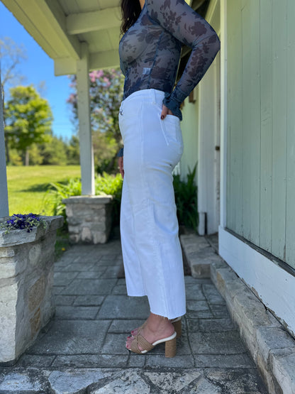 High Rise Crop Wide Leg White