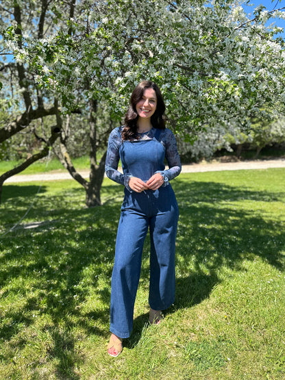 Wide Leg Denim Jumpsuit