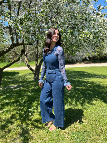 Wide Leg Denim Jumpsuit