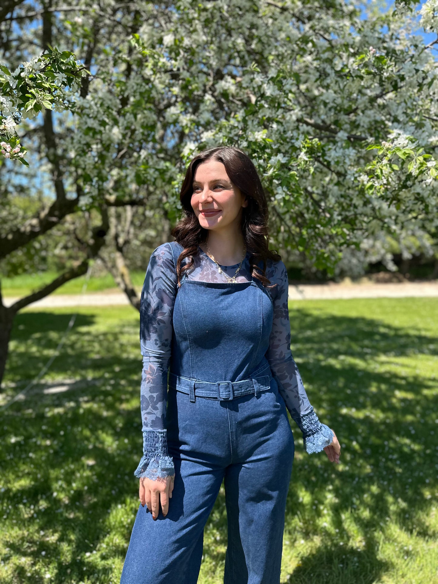 Wide Leg Denim Jumpsuit