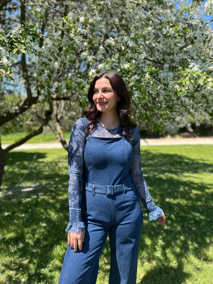 Wide Leg Denim Jumpsuit