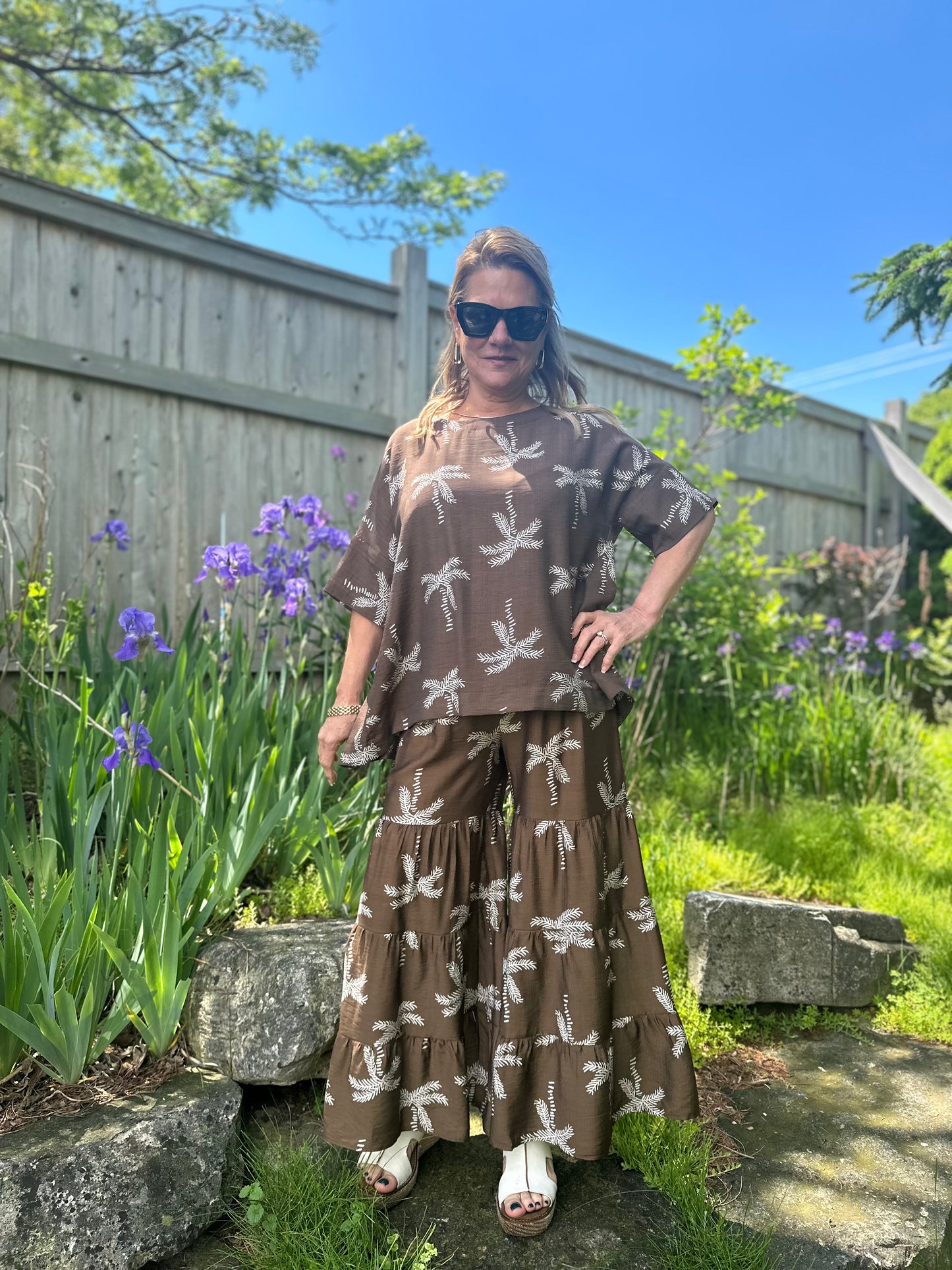 Palm Print Pants Brown