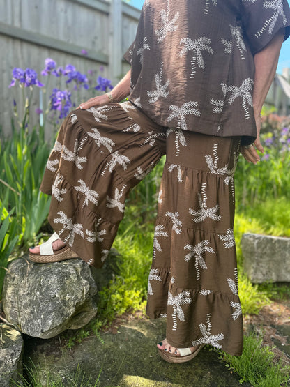 Palm Print Pants Brown