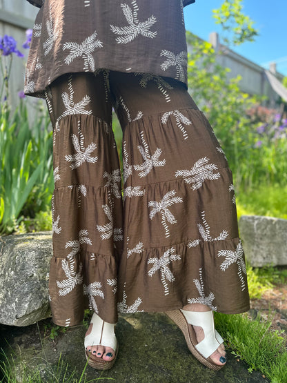 Palm Print Pants Brown