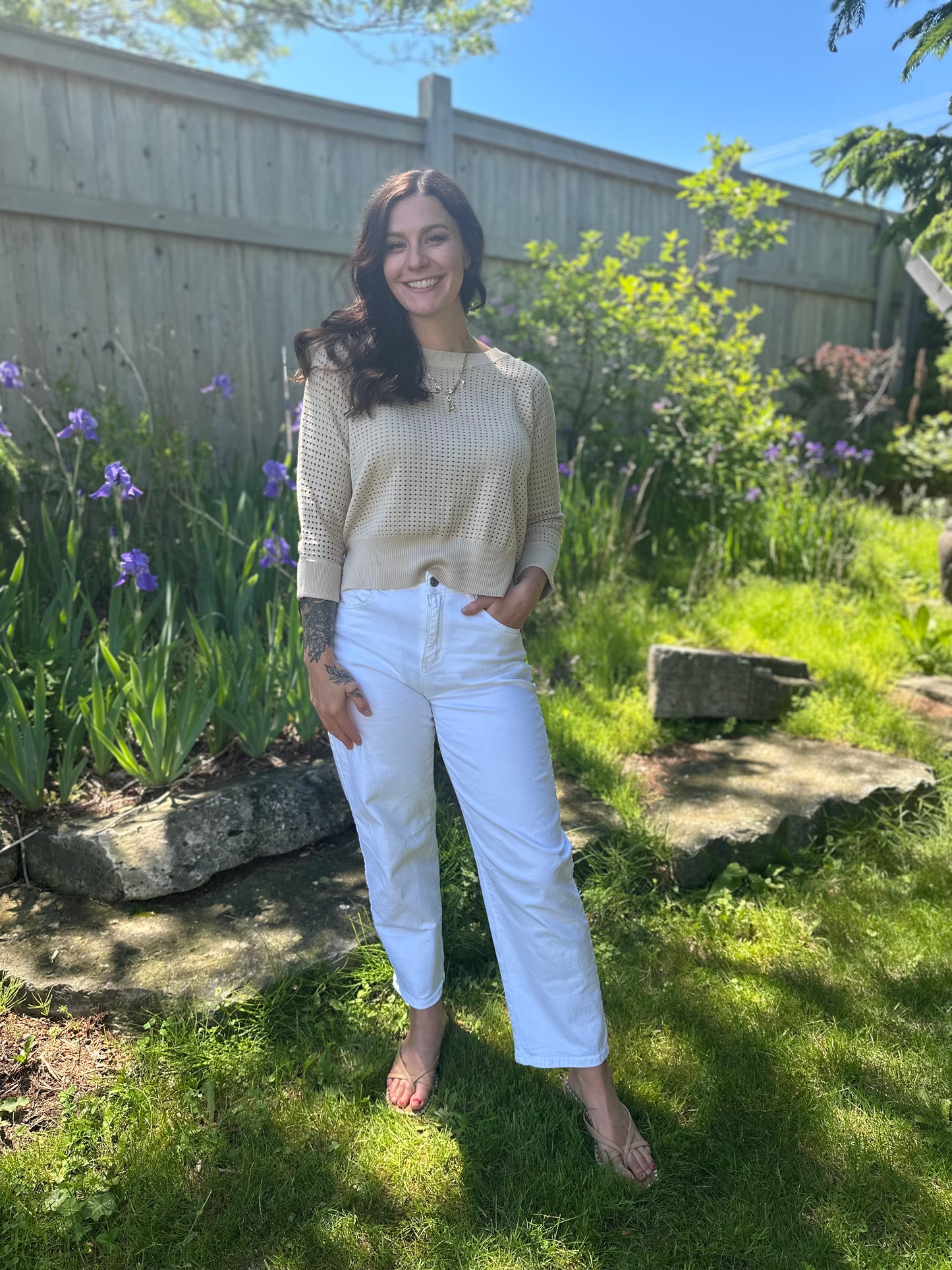 Stretch Barrel Leg Denim White