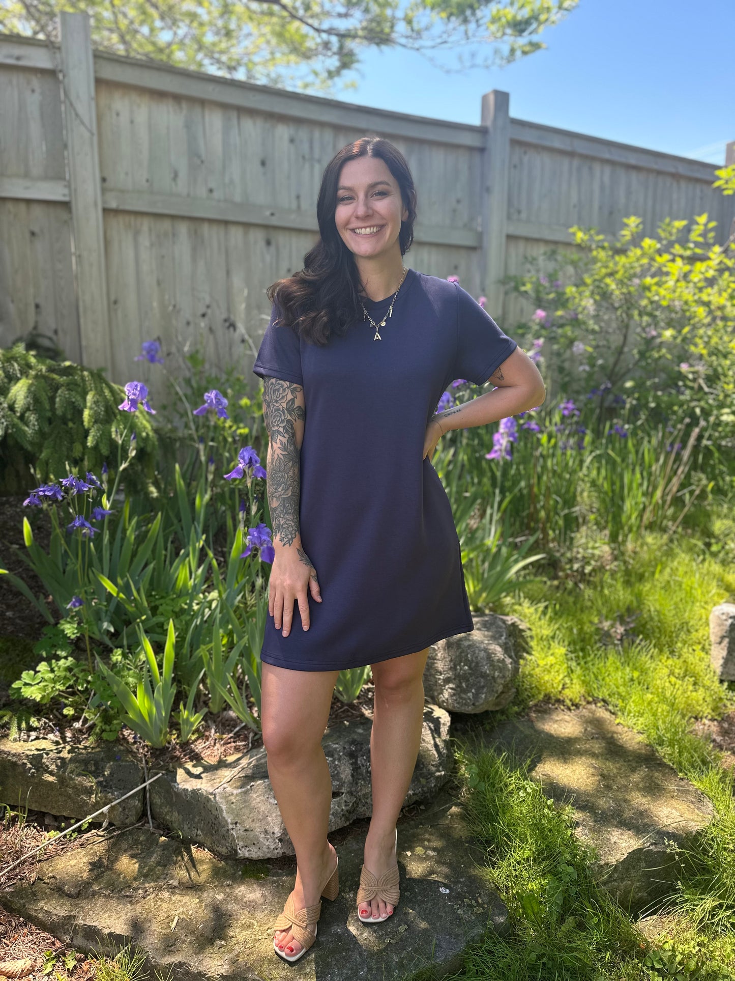 Short Sleeve Mini Dress Navy