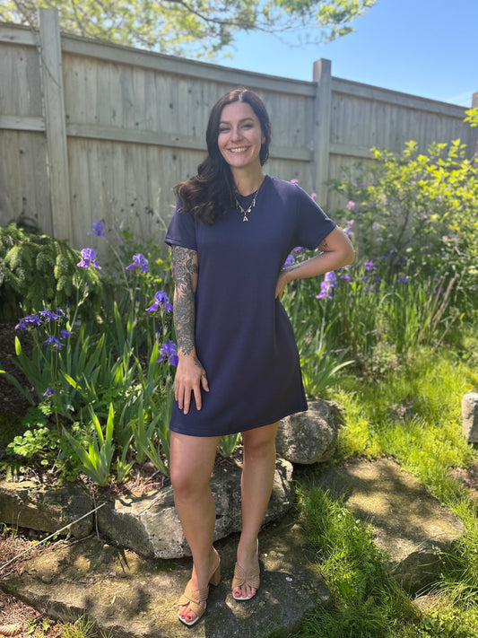 Short Sleeve Mini Dress Navy