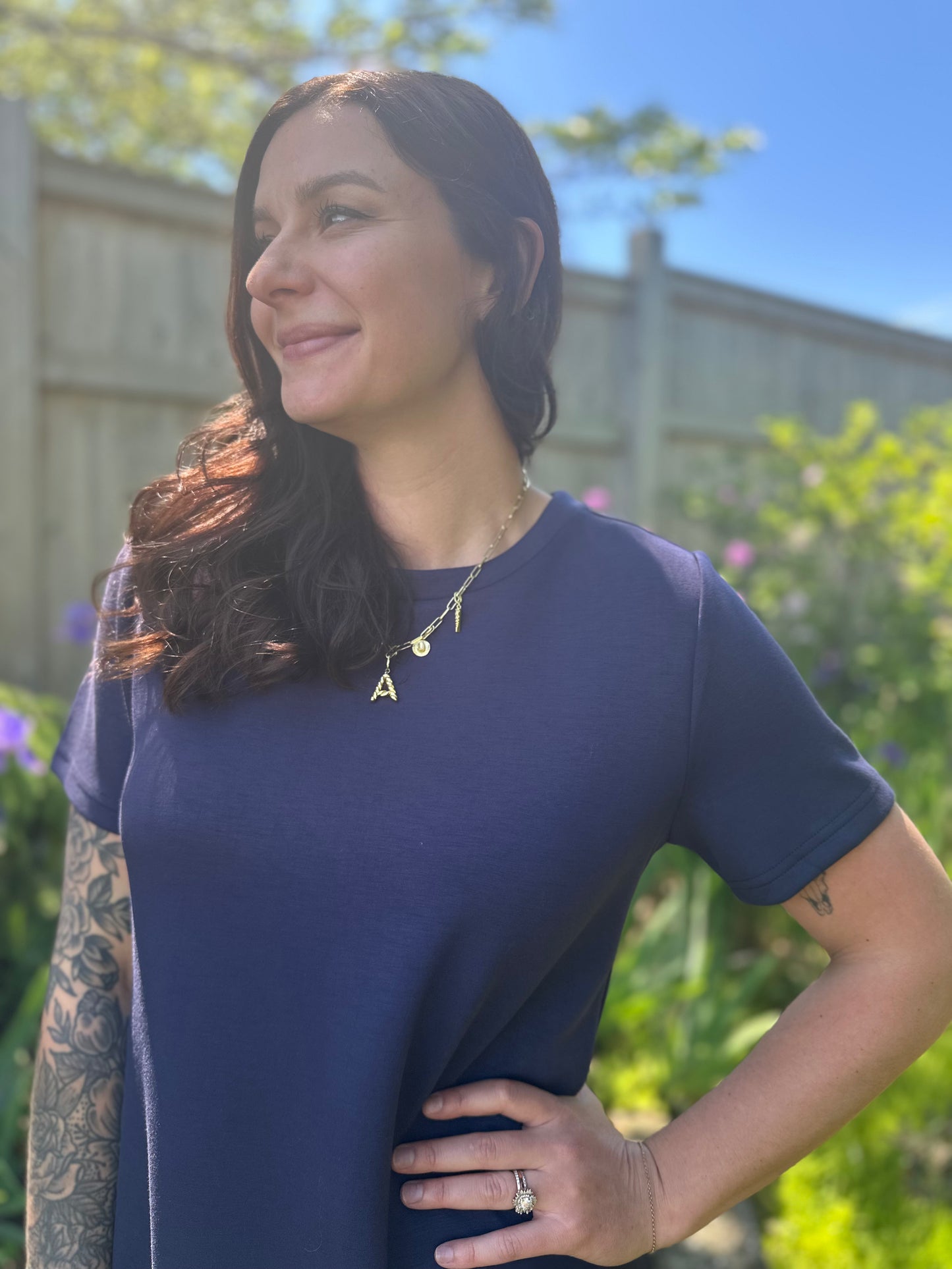 Short Sleeve Mini Dress Navy