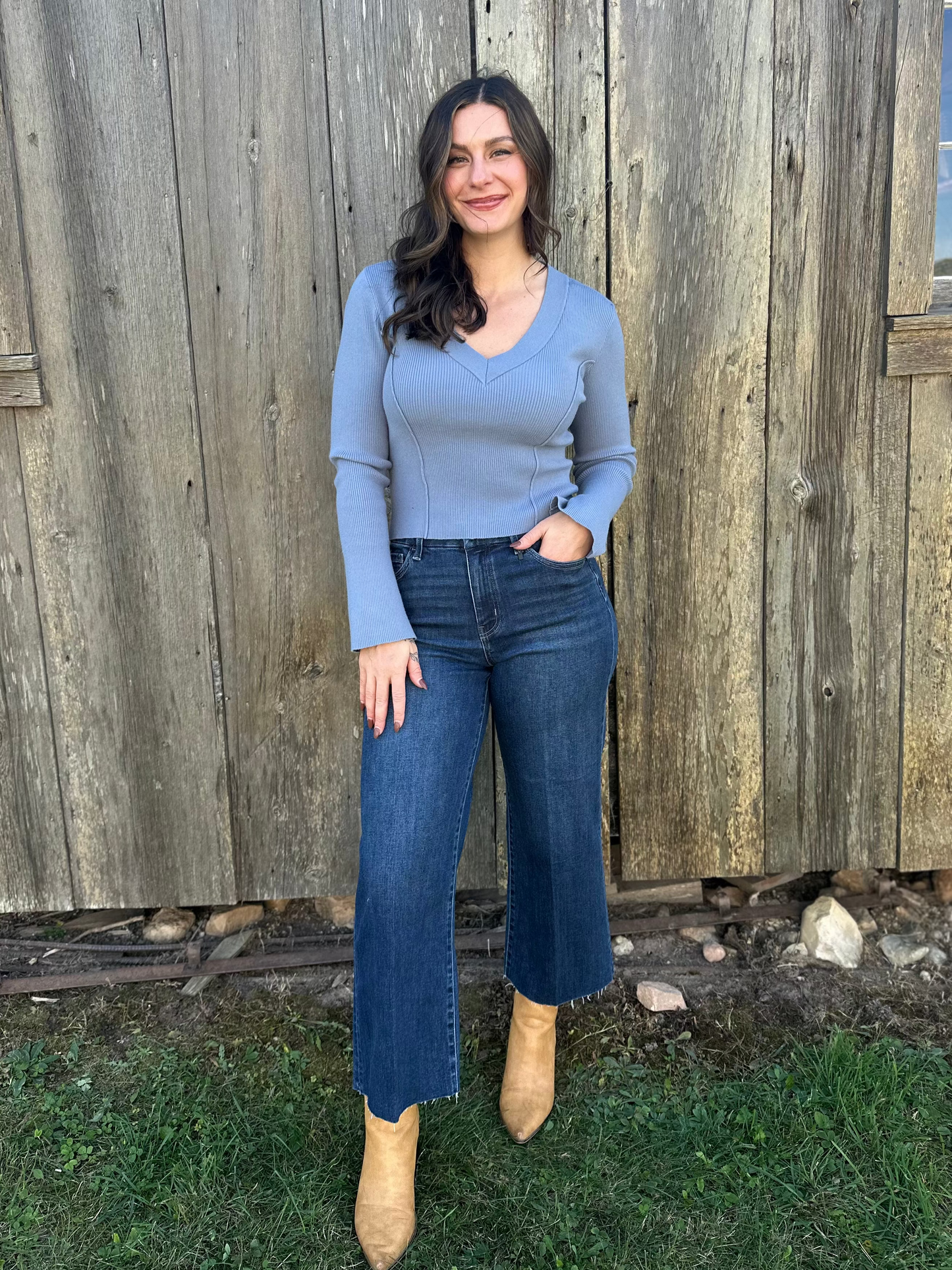 Crease Line Trouser Hem Crop Wide