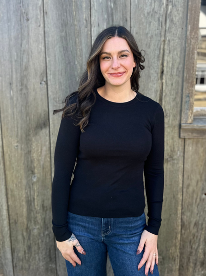 Ribbed Long Sleeve Top Black