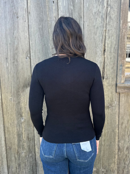 Ribbed Long Sleeve Top Black