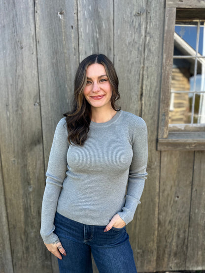 Crewneck Ribbed Sweater Grey