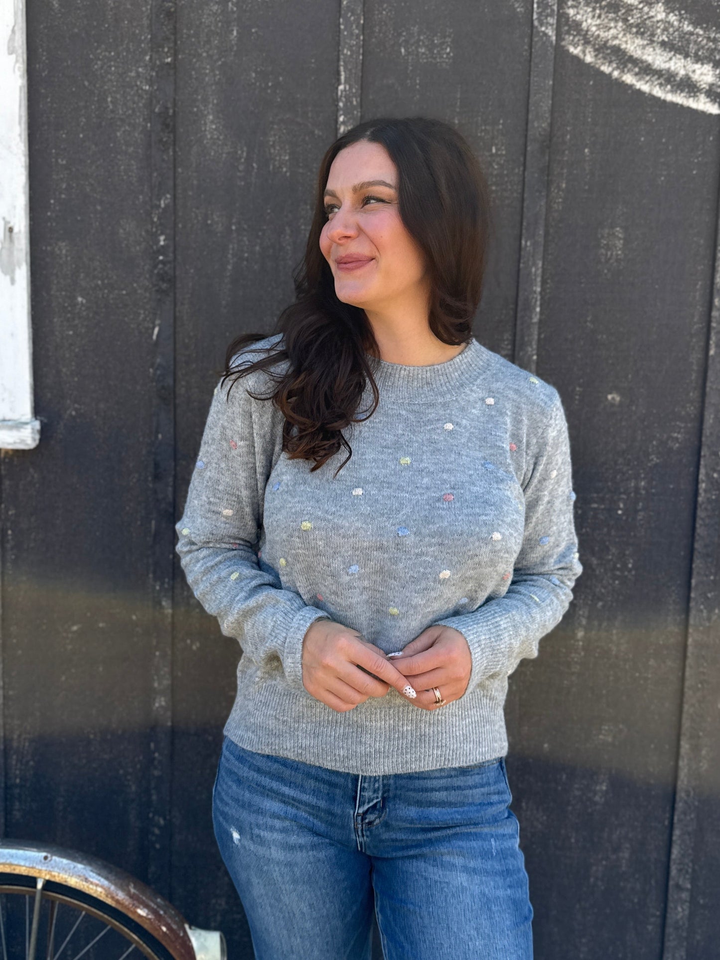 Polka Dot Sweater Grey