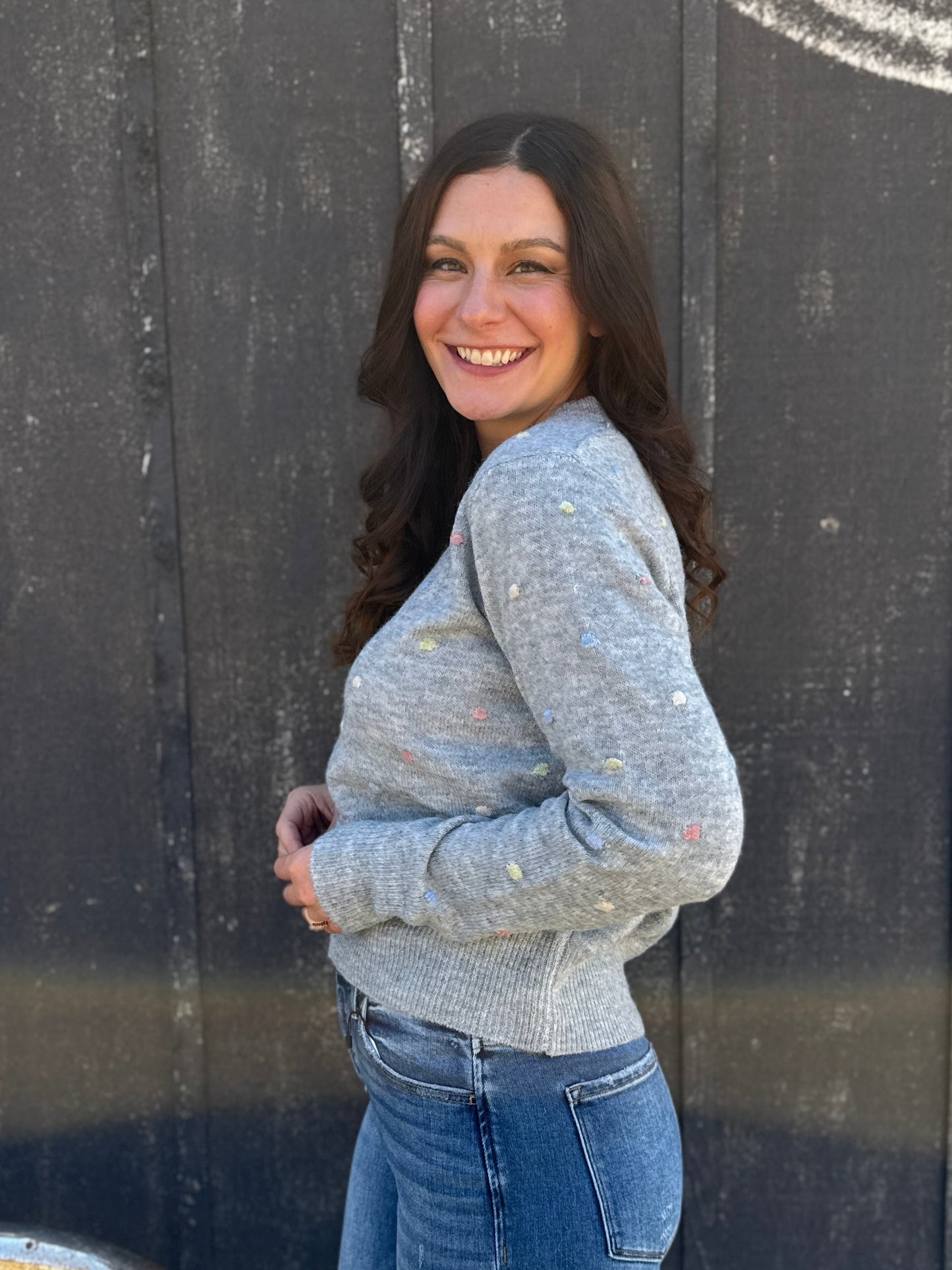 Polka Dot Sweater Grey