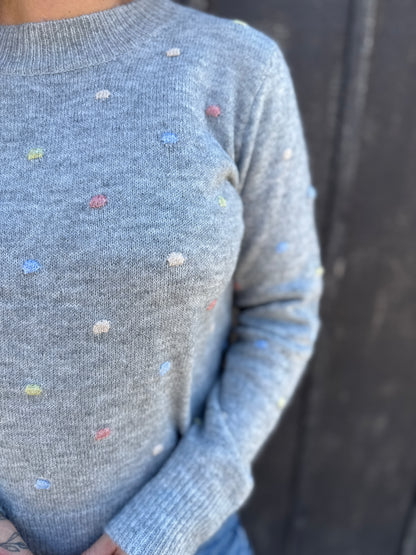 Polka Dot Sweater Grey