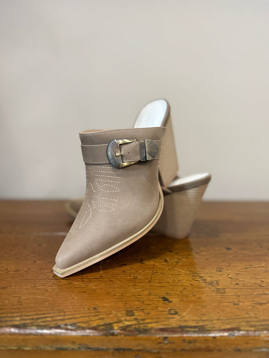 Western Inspired Mule Dark Taupe