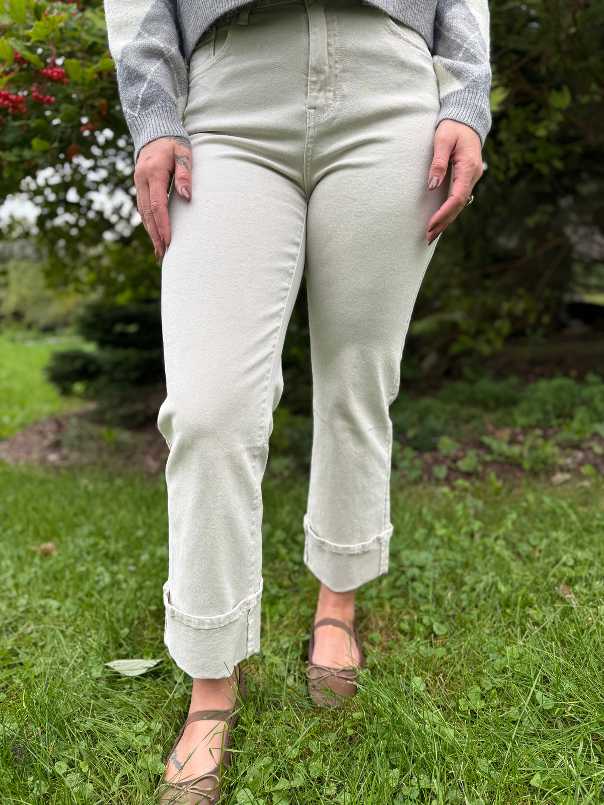 Straight Wide Leg Crop Pant Khaki