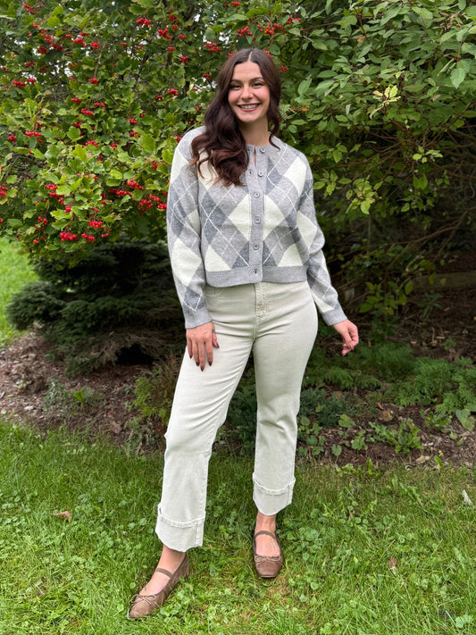 Straight Wide Leg Crop Pant Khaki