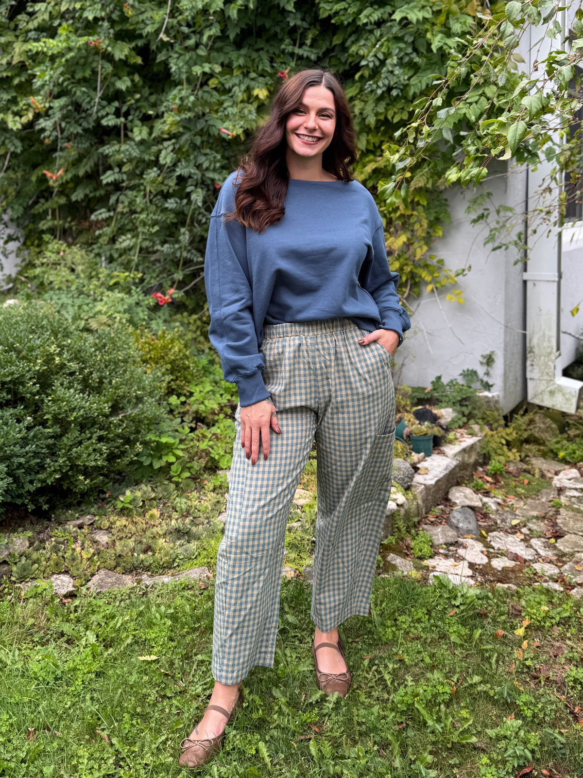Plaid Patch Pocket Pants Mint