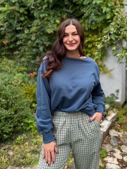 Boat Neck Sweatshirt Navy