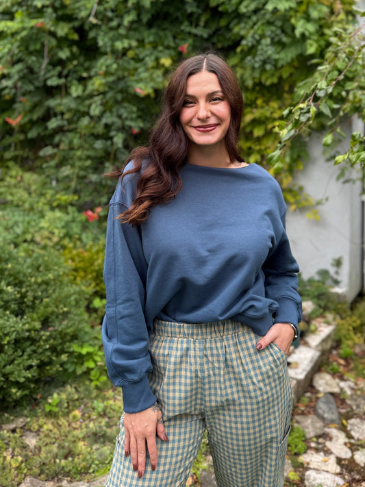 Boat Neck Sweatshirt Navy