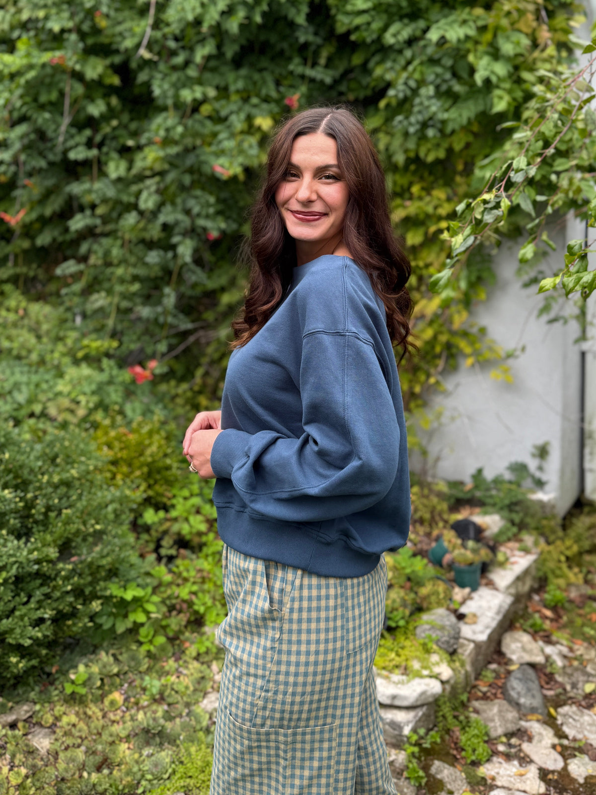 Boat Neck Sweatshirt Navy