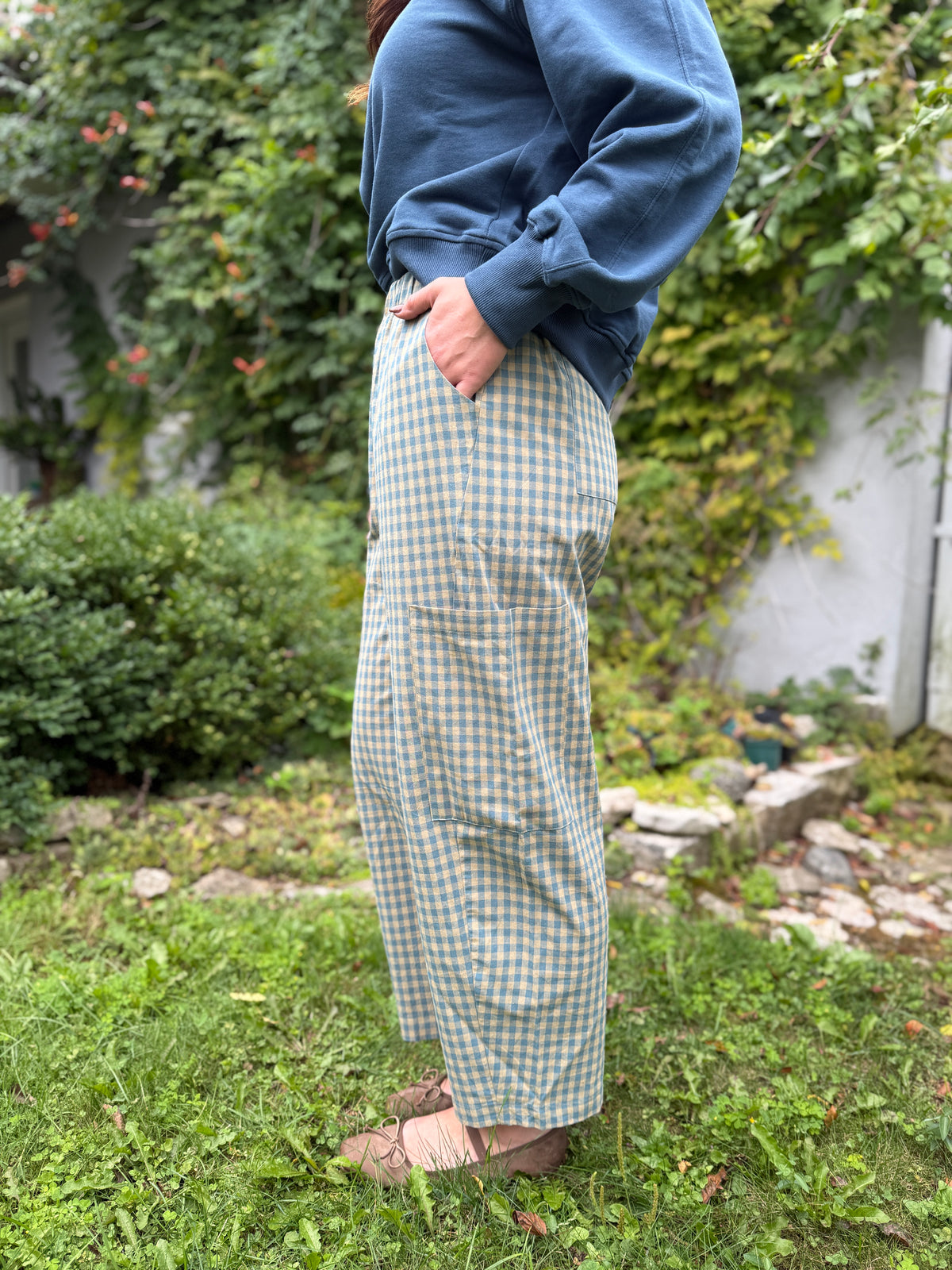 Plaid Patch Pocket Pants Mint