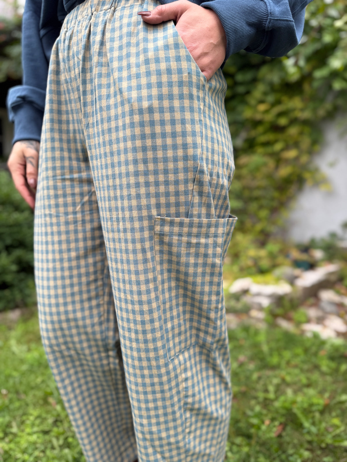 Plaid Patch Pocket Pants Mint