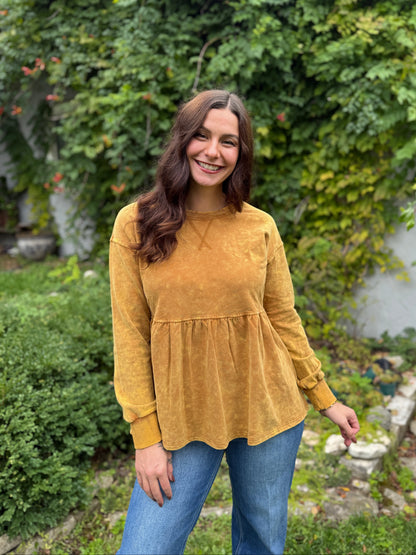 Washed Babydoll Sweatshirt Toffee